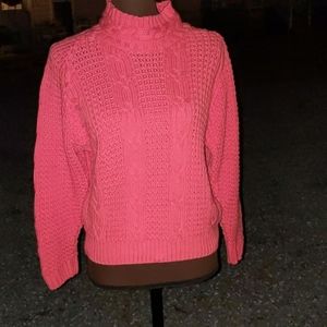 Outback Red Salmon Cotton Mix Mock Turtle Neck Swe